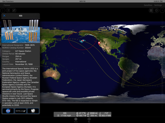 GoISSWatch ISS Tracking iPad app afbeelding 4