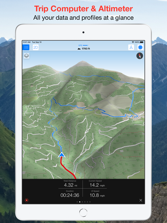 Maps 3D PRO - Hike & Bike iPad screenshot 4 - Navigation app