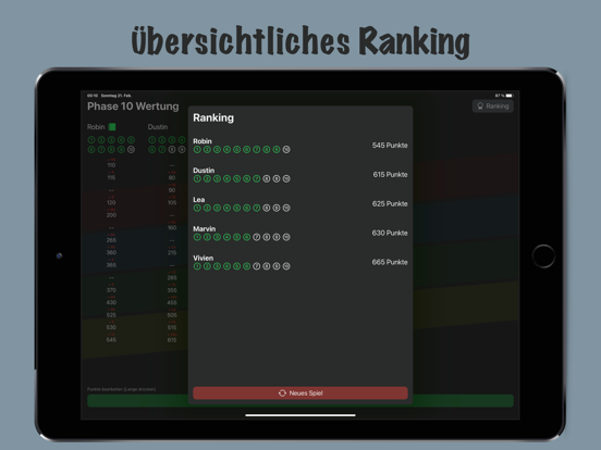 Phase 10 Wertung iPad app afbeelding 3