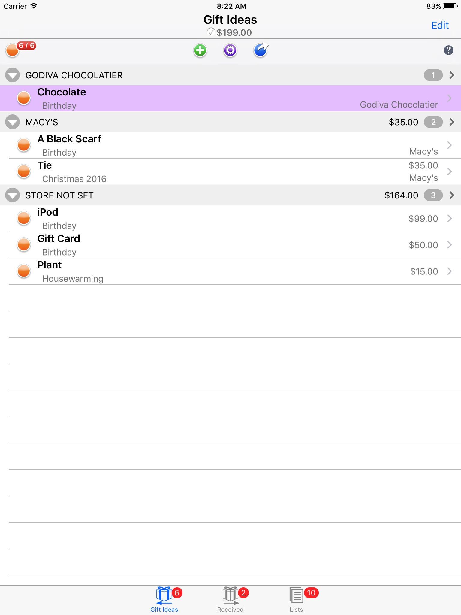 Gift List Budget Shopper screenshot 2