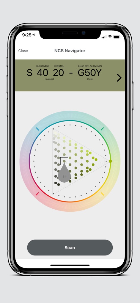 Colourpin - Gli utenti possono esplorare lo spazio colore NCS tramite un'interattiva ruota dei colori, che aggiorna dinamicamente la notazione NCS in tempo reale mentre si selezionano le tonalità desiderate.