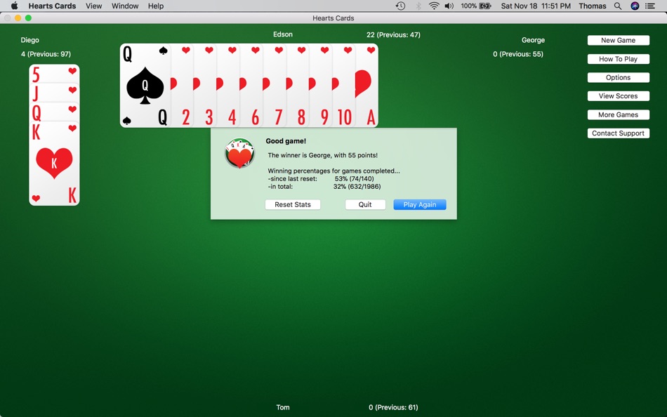 #5. Hearts Cards (macOS) di: NeverBored Studios