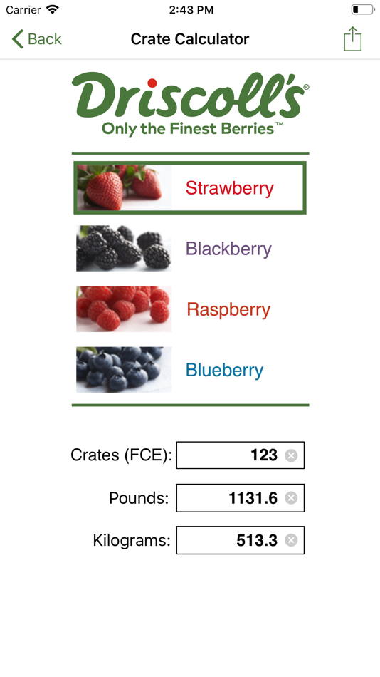 #2. Berry Calculator (iOS) By: Driscoll's, INC