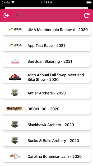 Stride Events Check In Screenshot