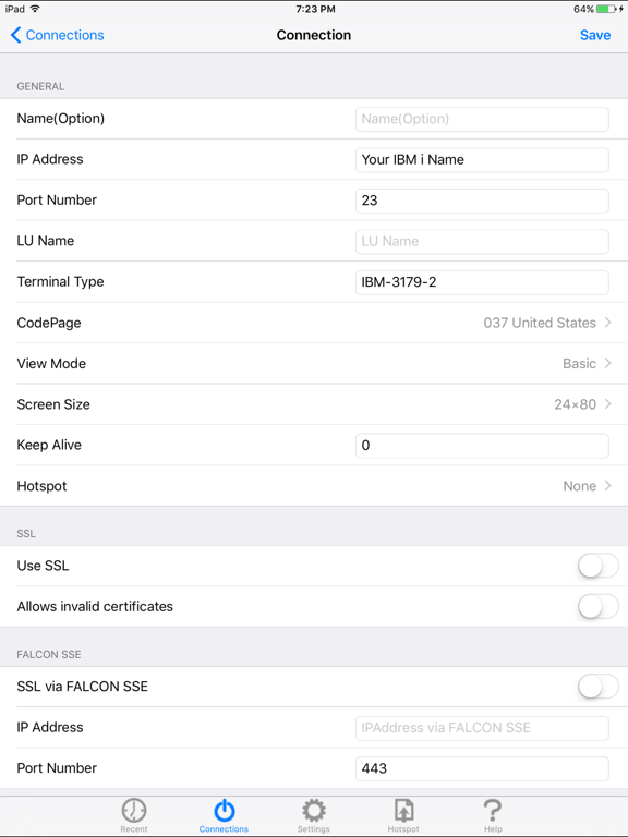 FALCON 5250 for iPad app screenshot