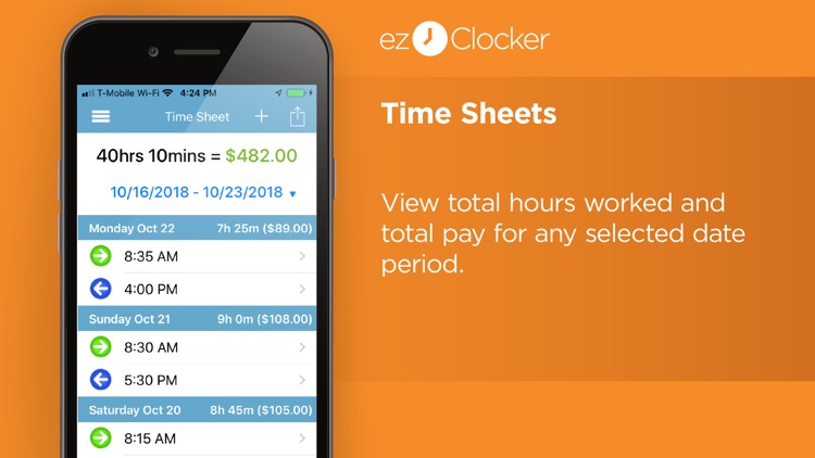 ezClocker Personal Timecard