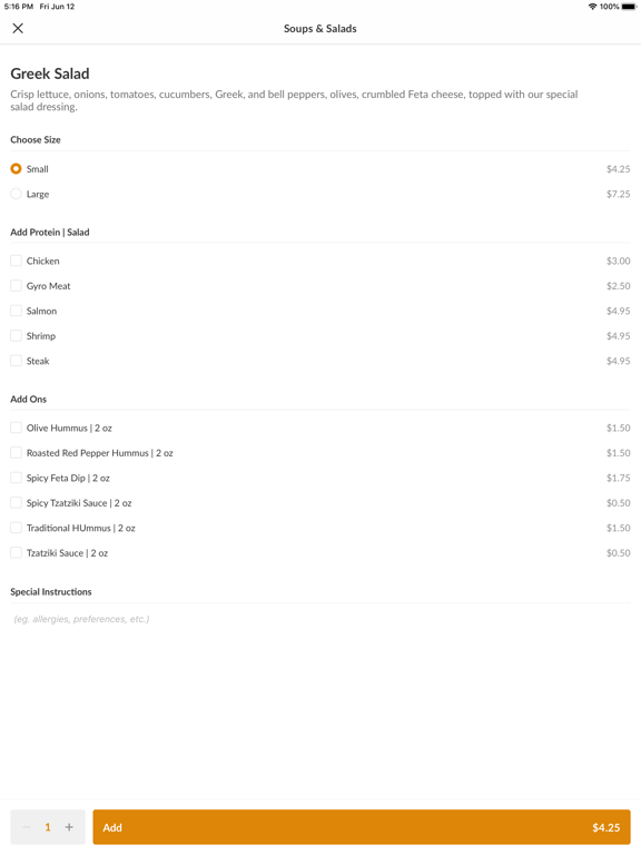 Mr. Gyros Greek Food iPad screenshot 4 - Food & Drink app