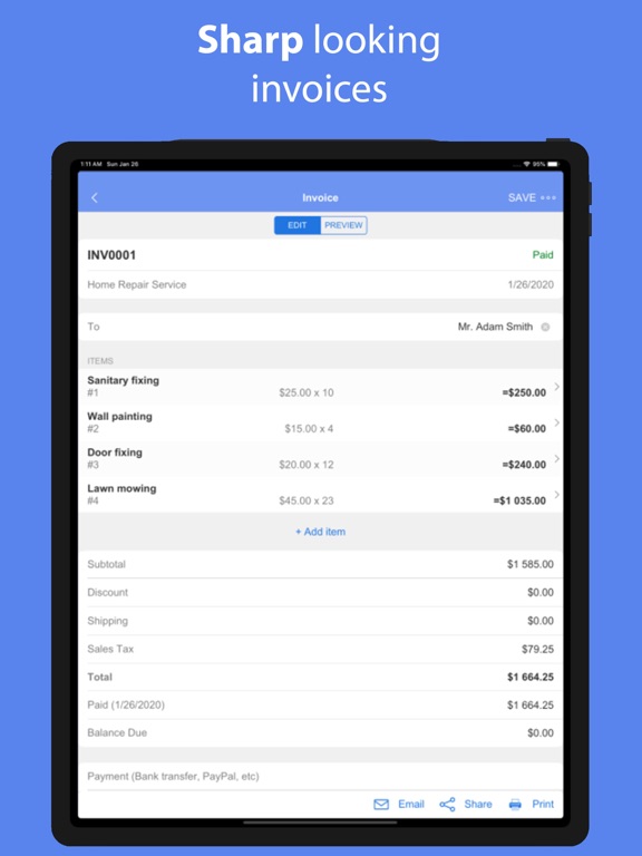 Invoice Maker‎ iPad screenshot 3 - Business app
