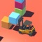 Drive the forklift and sort all the boxes by the colors to be delivered by the trucks