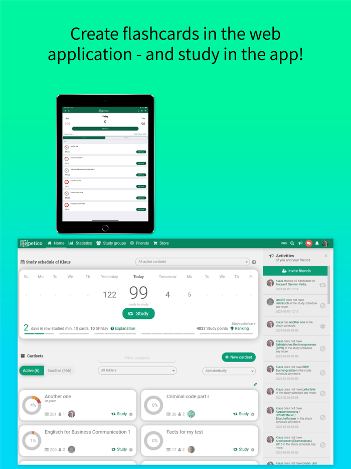 Repetico - Study flashcards