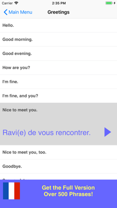 Speak French Phrasebook Lite screenshot 2