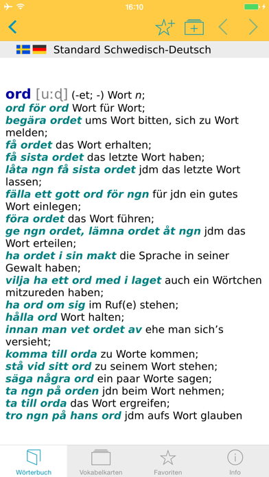 Screenshot #1 pour Schwedisch Deutsch Wörterbuch