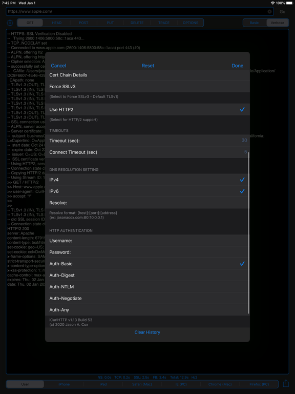 iCurlHTTP iPad screenshot 8 - Utilities app