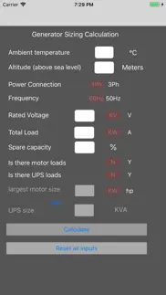 generator sizing calculation iphone screenshot 1