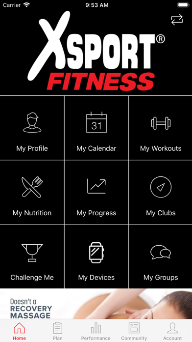 XSport Fitness Member App Screenshot