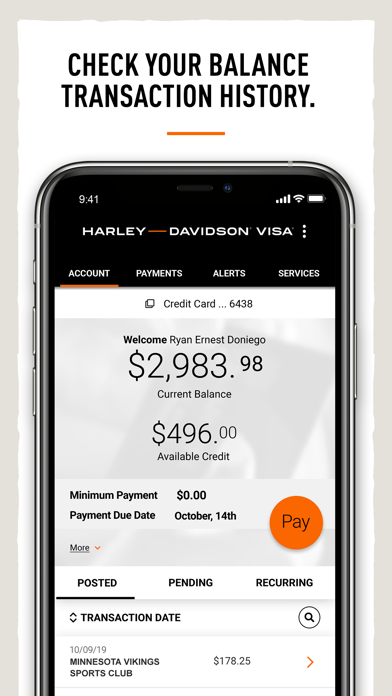 Harley-Davidson® Visa Card Screenshot