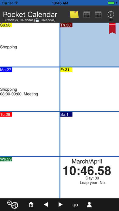 Screenshot #1 pour Pocket Calendar