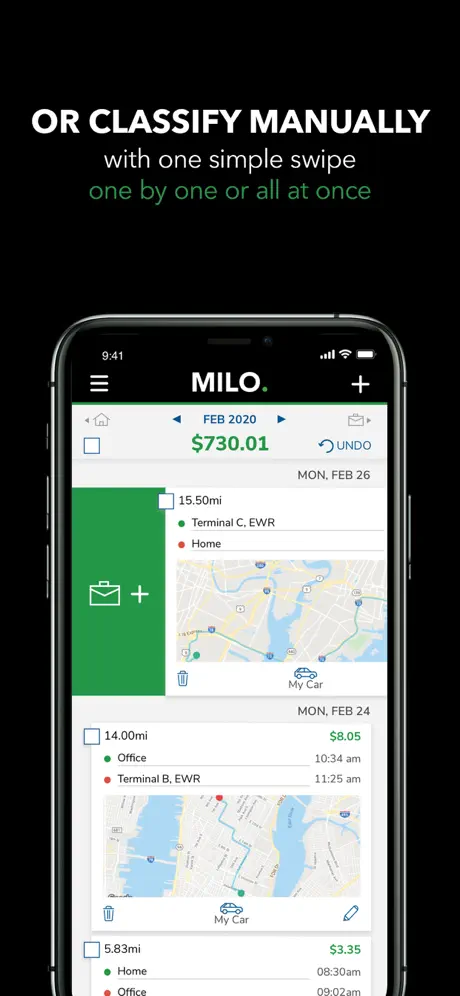 Mileage tracker by Milo