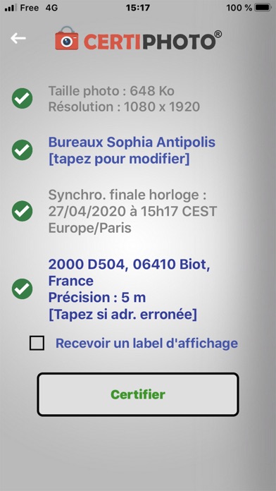 Screenshot #2 pour CertiPhoto