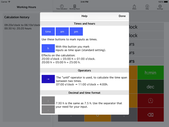 Time.Calc iPad screenshot 4 - Productivity app