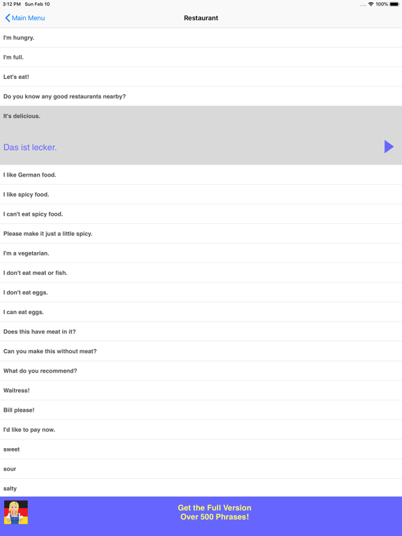 Speak German Prasebook Lite iPad screenshot 4 - Travel app