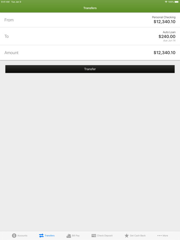 OurFirstFed Mobile Banking iPad screenshot 4 - Finance app