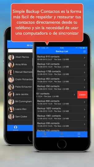 Captura de pantalla de Backup Contactos Simple en iPhone 2