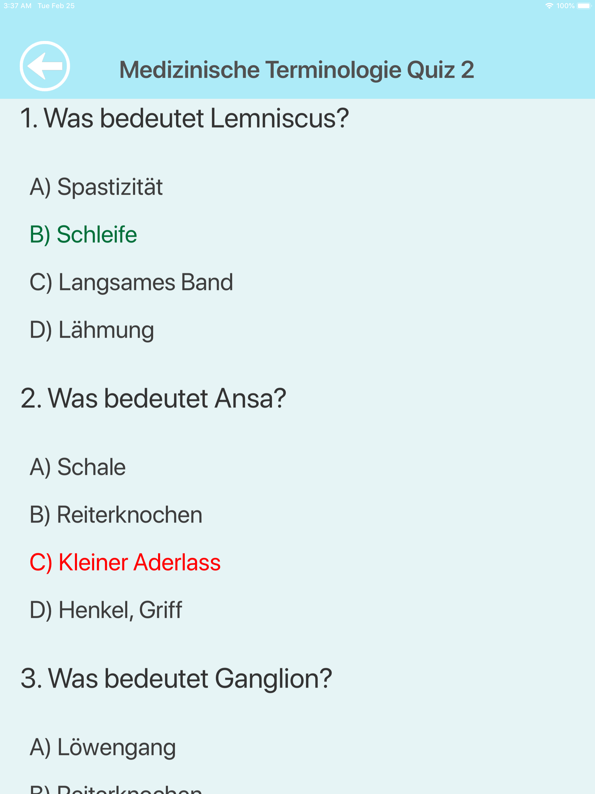Medizinische Terminologie Test screenshot 11