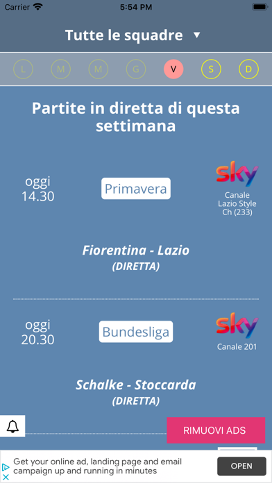 Partite in tv Screenshot