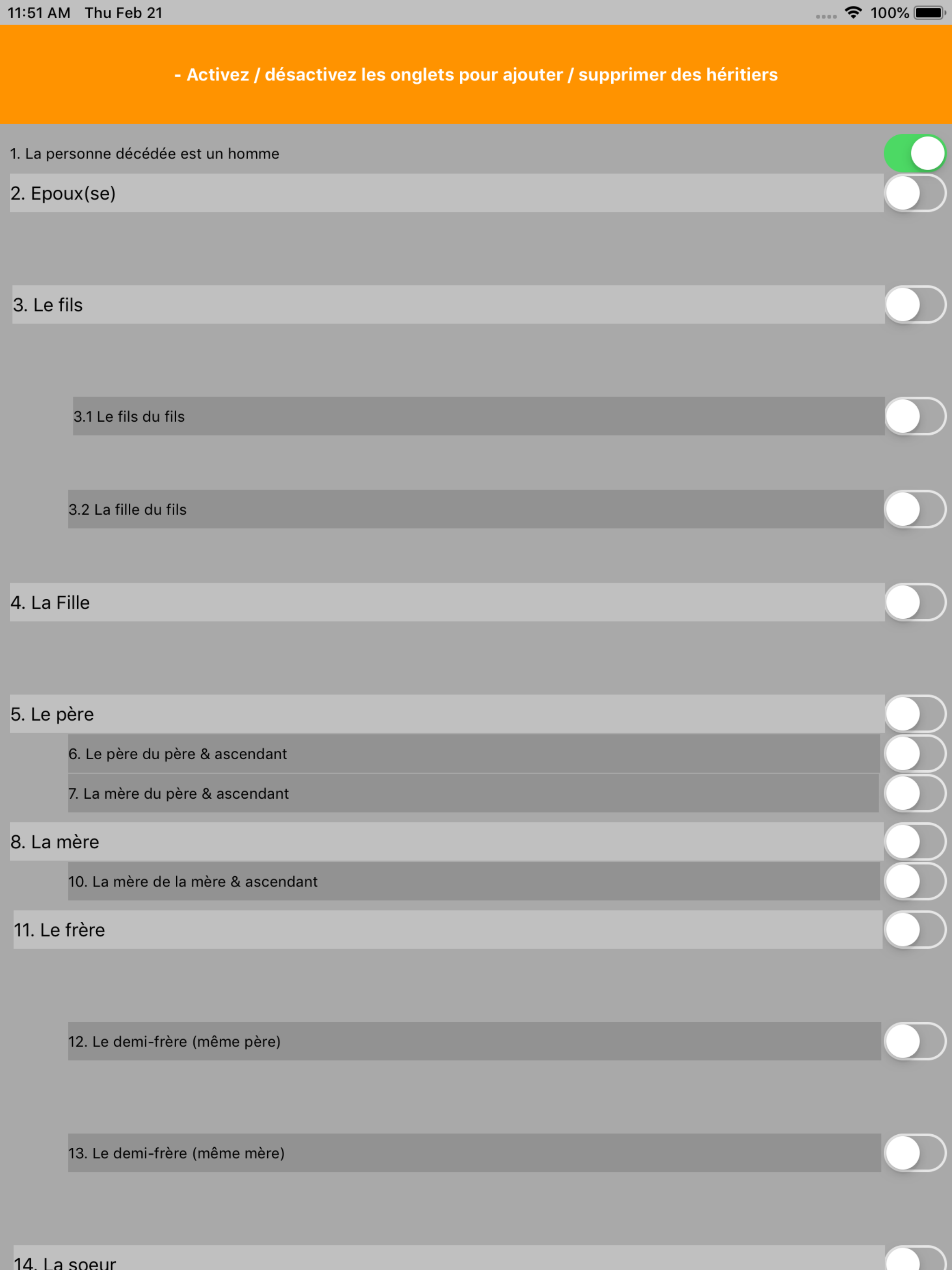 calcul of inheritance