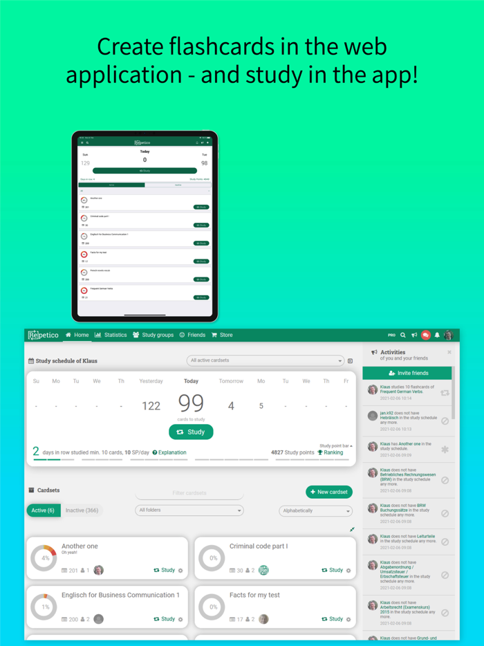 Repetico - Study flashcards