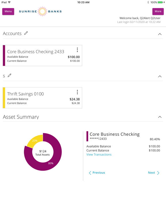 Sunrise Banks Digital Banking iPad screenshot 3 - Finance app