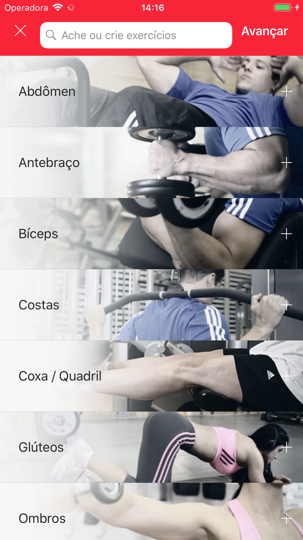 Screenshot do app MyTraining: Treino de Academia