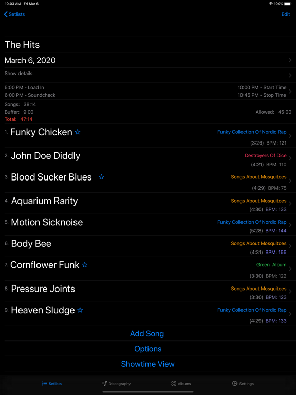 Setlist Supervisor iPad screenshot