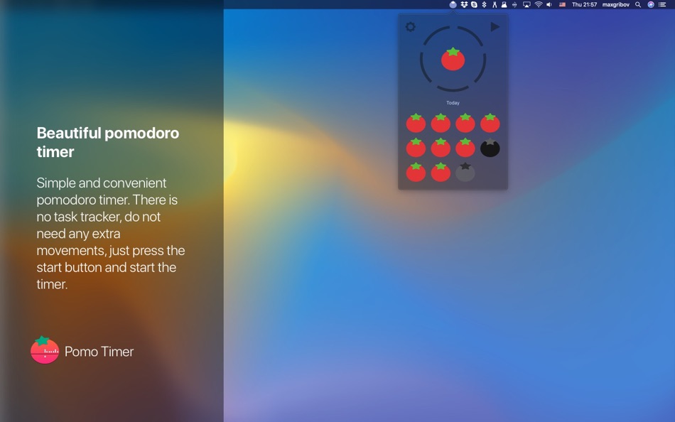 #1. Pomo Timer (macOS) Podle: Max Gribov