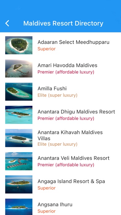 Maldives Resort Directory Screenshot