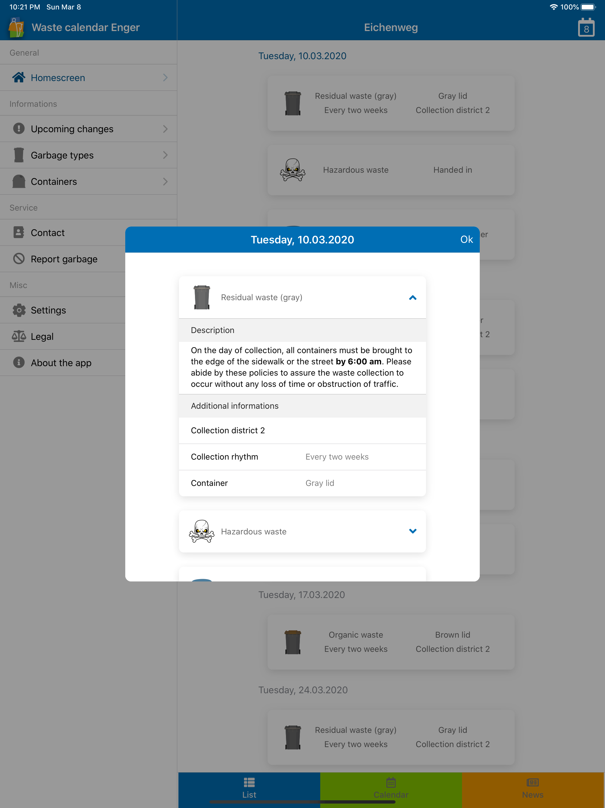 Waste calendar Enger screenshot 8