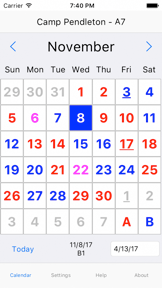 ShiftCal®  Camp Pendleton Fire screenshot