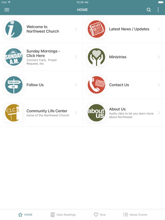 Northwest Church iPad screenshot 1 - Lifestyle app