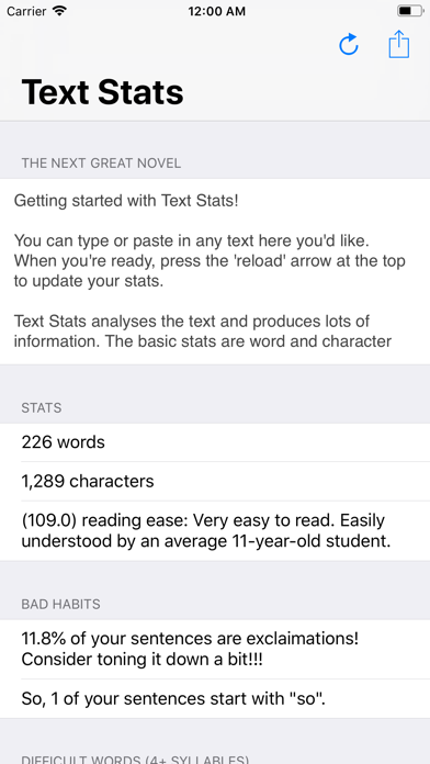 Screenshot #1 pour Text Stats