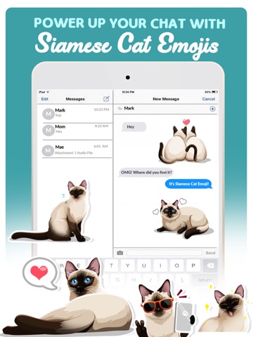 Siamese Cats Emoji Stickerのおすすめ画像3