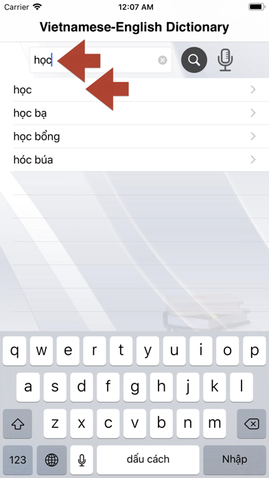 Vietnamese-English Dictionary. Screenshot
