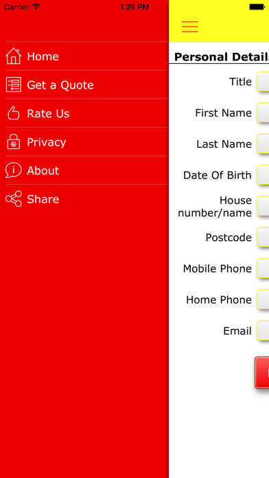 Breakdown Recovery Insurance Screenshot