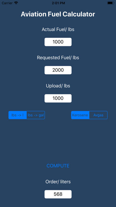 Aviation Fuel Calculator Screenshot