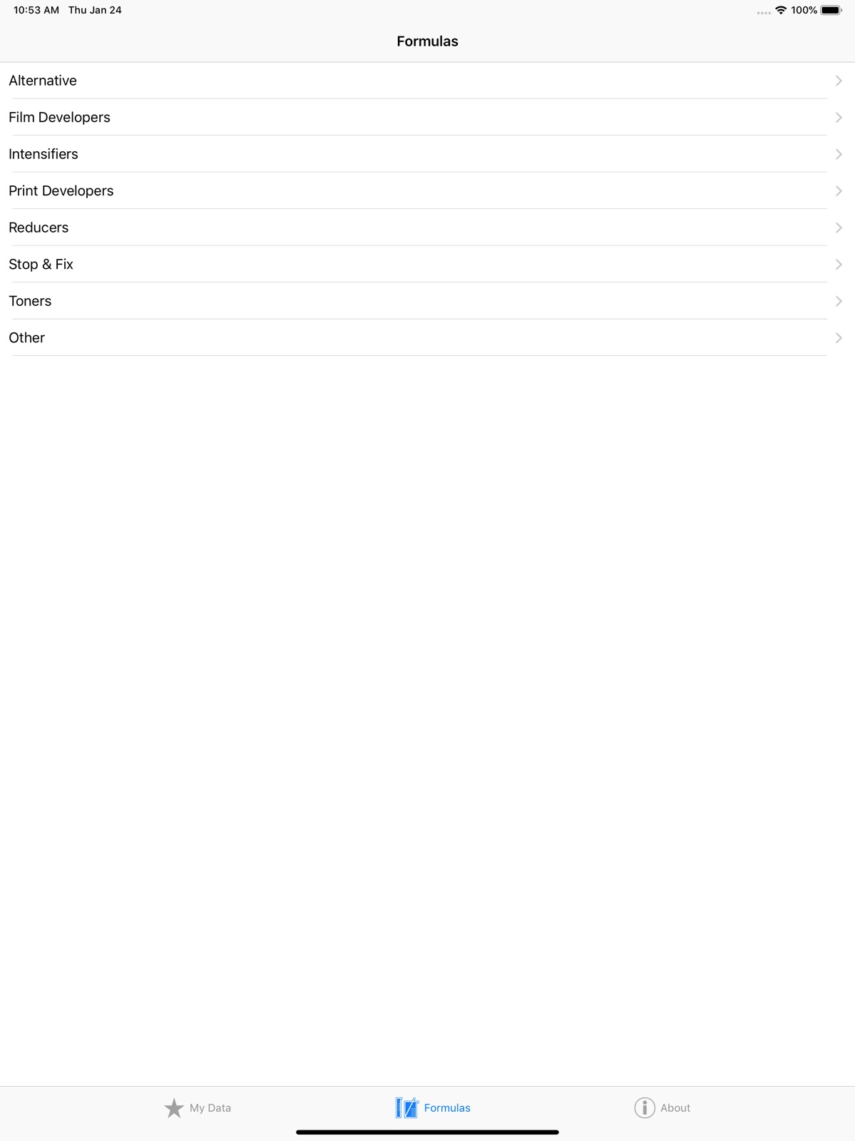 Darkroom Formulas ipad screenshot 1