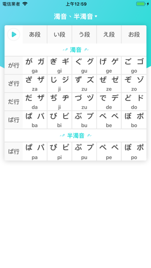 日語五十音圖學習(圖4)-速報App