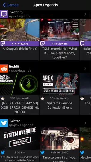 Capture d'écran de Game Connect - Twitch Streams sur iPhone 8