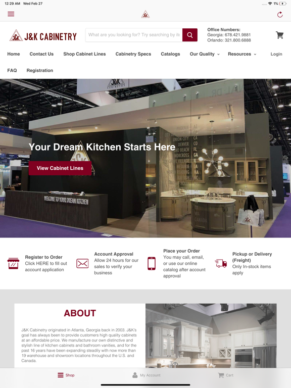 J&K Cabinetry iPad screenshot 1 - Shopping app