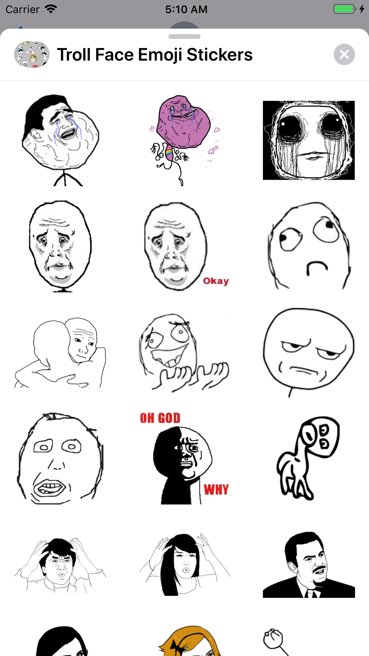 Troll Face Emoji Stickers