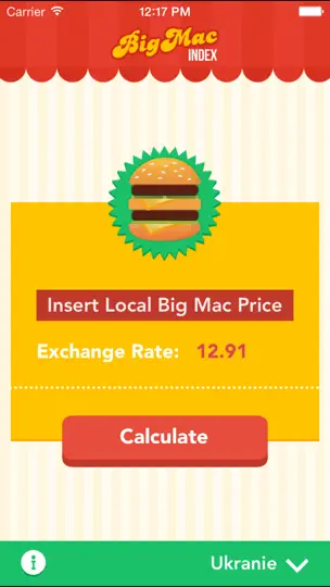 Screenshot von Big Mac Index App auf dem iPhone 1